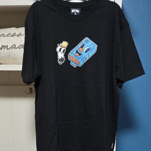 Icecream Black Tee with Red and Blue Graphics